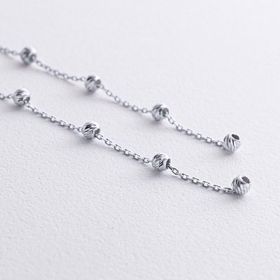 Серьги - протяжки с шариками (белое золото) с09057 №3