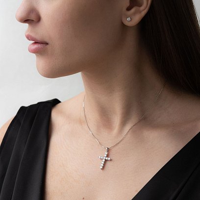 Золотой крестик с бриллиантами пб0235ri №2