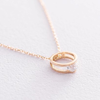 Колье "Амелия" в желтом золоте (фианит) кол01904 №6