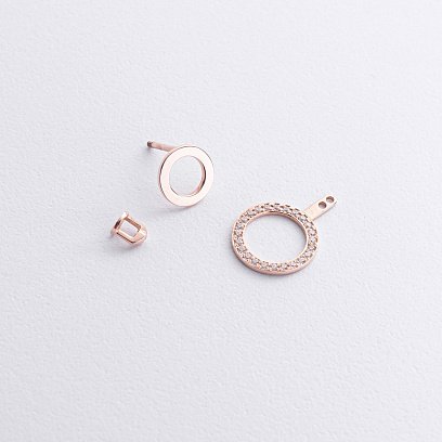 Сережки - джекети "Sophia" у червоному золоті (фіаніти) с09093 №3