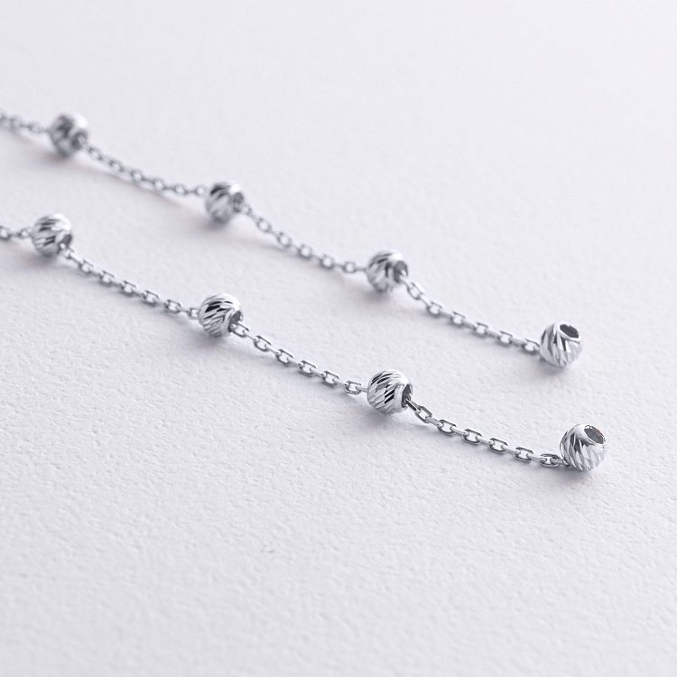 Серьги - протяжки с шариками (белое золото) с09057 от ювелирного магазина Оникс - 2