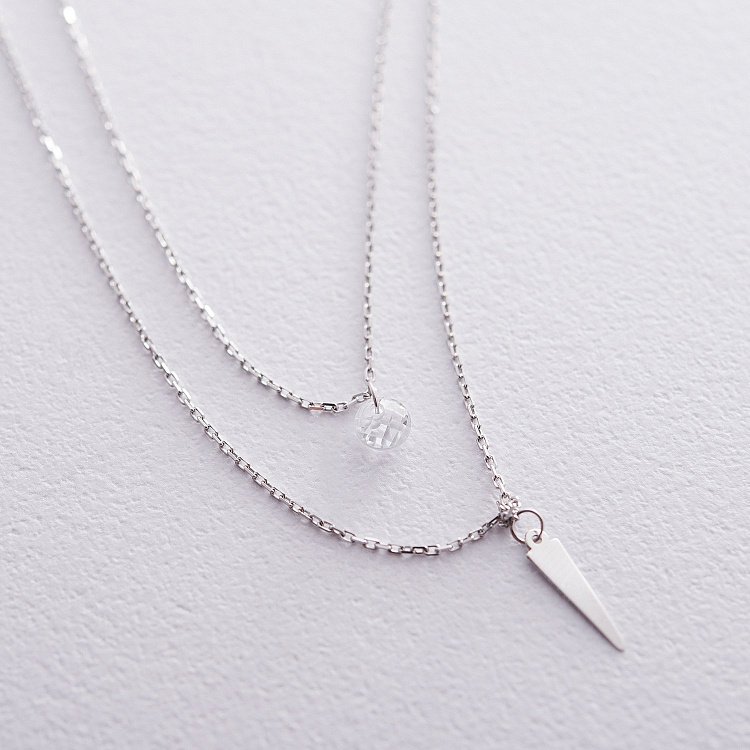 Подвійне золоте кольє з фіанітом кол01523 від ювелірного магазину Онікс - 3