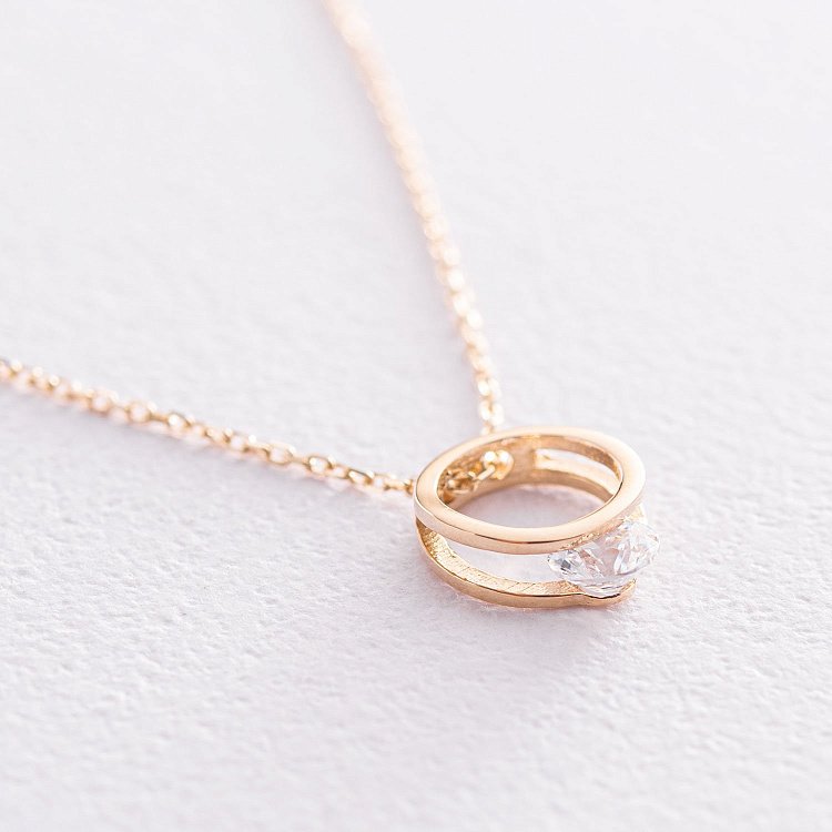 Колье "Амелия" в желтом золоте (фианит) кол01904 от ювелирного магазина Оникс - 5