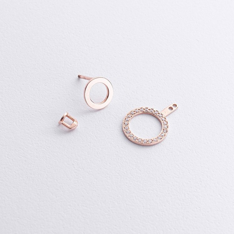 Сережки - джекети "Sophia" у червоному золоті (фіаніти) с09093 від ювелірного магазину Онікс - 2