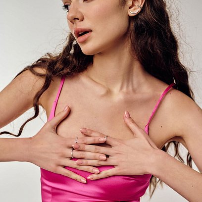 Каблучка "Сердечко" в білому золоті к07227 №7