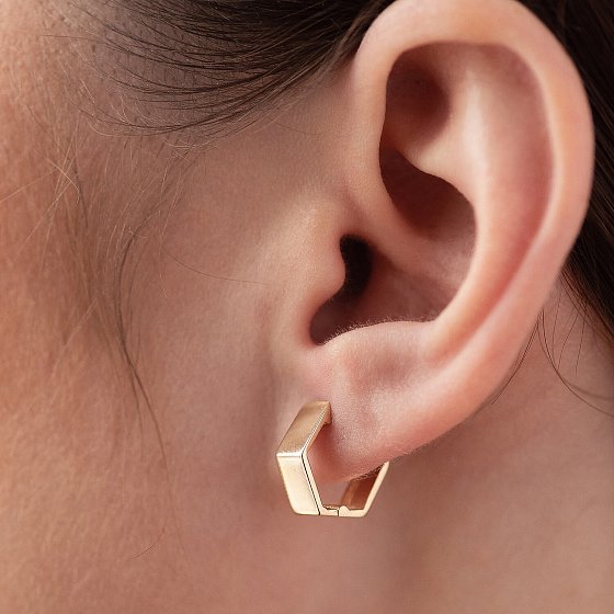 Серьги "Шестиугольники" в желтом золоте с08393 №4