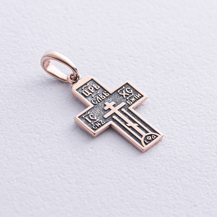 Золотий хрестик (чорніння) п03250 від ювелірного магазину Онікс