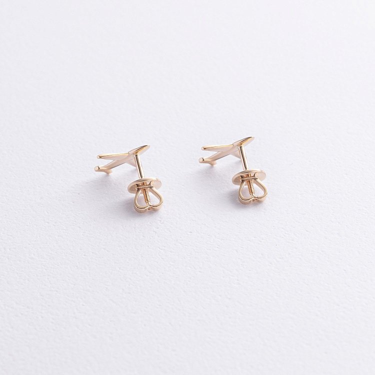 Cерьги - пусеты "Самолет" (желтое золото) с09196 от ювелирного магазина Оникс - 2