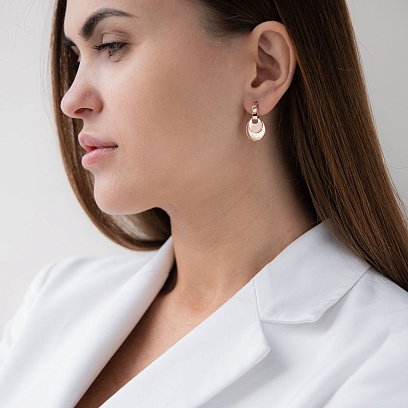 Золотые серьги - кольца "Монетки" с07125 №2