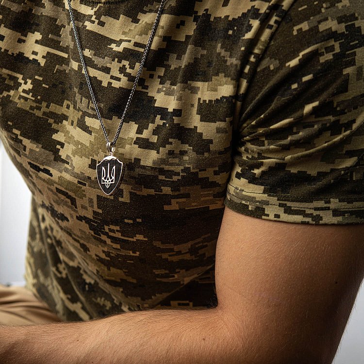 Серебряный кулон "Герб України - Тризуб. Ангел Охоронець. Слава Україні - Героям Слава" с эбеновым деревом 972 от ювелирного магазина Оникс - 18