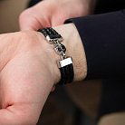 Мужской серебряный браслет с фианитами (кожа) 368 от ювелирного магазина Оникс - 8