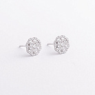 Золотые серьги - пусеты "Цветочки" с бриллиантами сб0649lg от ювелирного магазина Оникс