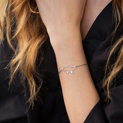 Браслет "Карта Украины" в серебре 4034сб №2