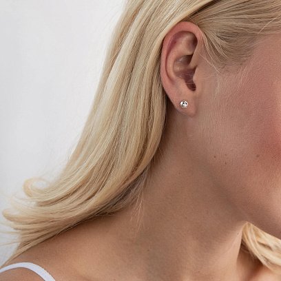 Серебряные серьги - пусеты с фианитами 12852 №4