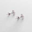 Серебряные серьги-пусеты с крестиками (эмаль) 122183 от ювелирного магазина Оникс - 2