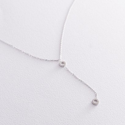 Колье "Кружочки" в белом золоте (фианиты) кол01825 №5