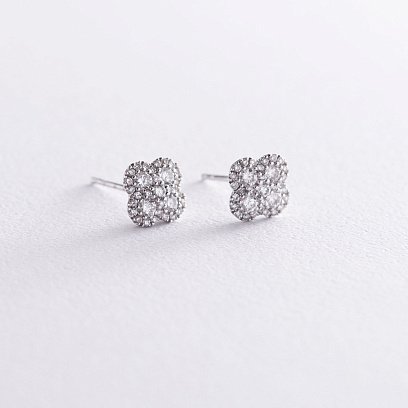 Золоті сережки - пусети "Конюшина" (діаманти) E00663mi