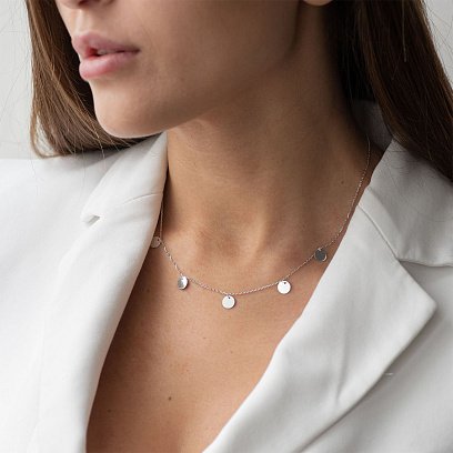 Колье "Монетки" в белом золоте (5 шт) кол01433 №2