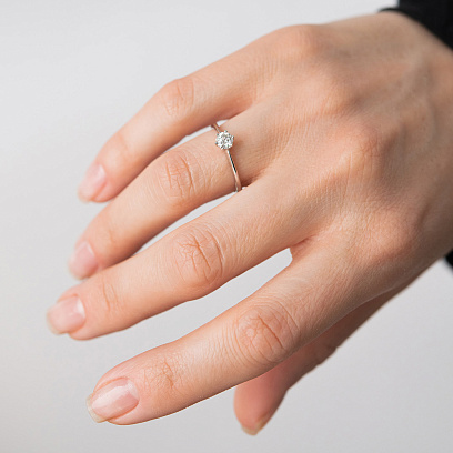 Заручальна золота каблучка з діамантом кб0694м №4