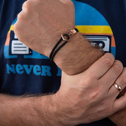 Каучуковий браслет "Якір" із золотою вставкою б02765 №7