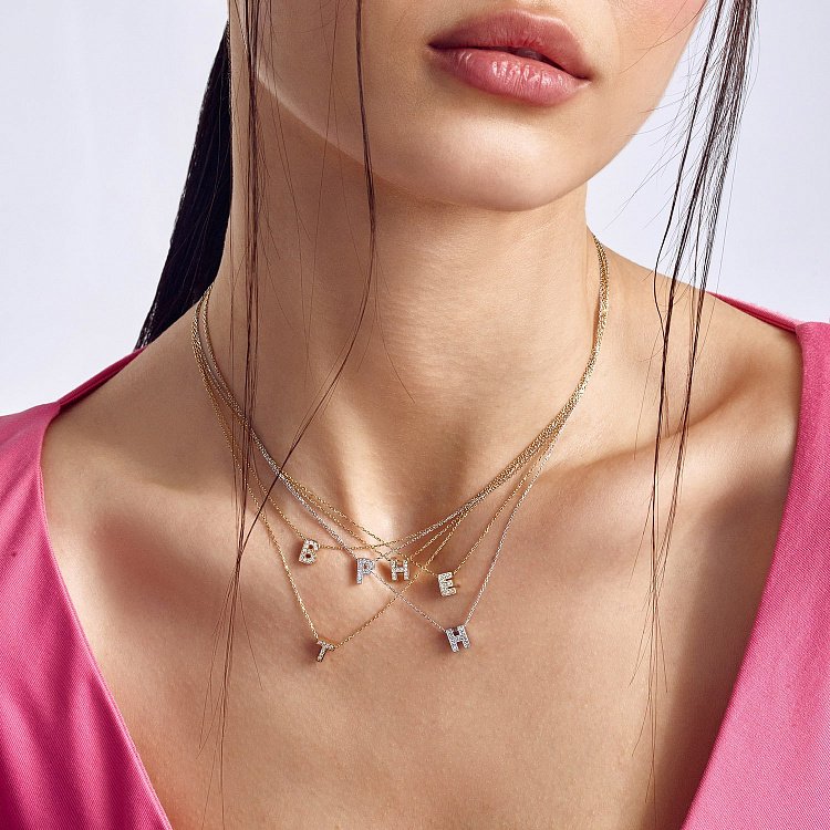 Кольє з буквою "С" в жовтому золоті (фіаніти) кол01165С від ювелірного магазину Онікс - 17