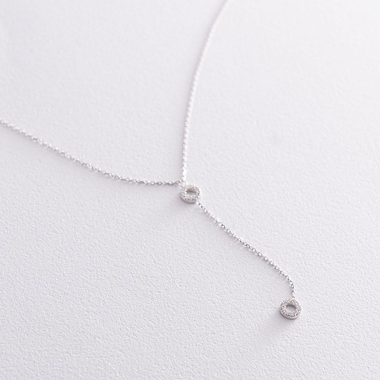 Колье "Кружочки" в белом золоте (фианиты) кол01825 от ювелирного магазина Оникс - 4