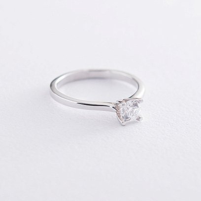 Заручальна каблучка в білому золоті (куб. цирконій Swarovski) к06316 №3