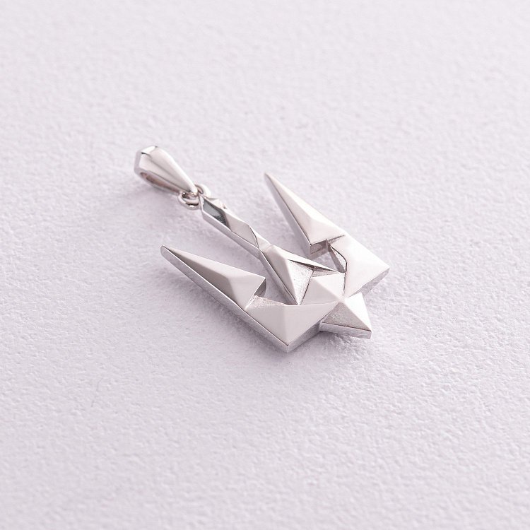 Кулон "Герб Украины - Тризуб" в белом золоте п03720 от ювелирного магазина Оникс - 4