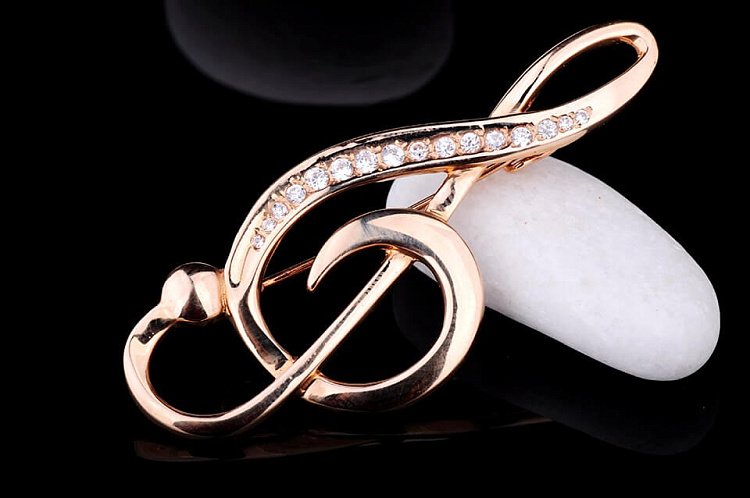 Золотая брошь " Скрипичный ключ" зак00122 от ювелирного магазина Оникс - 1