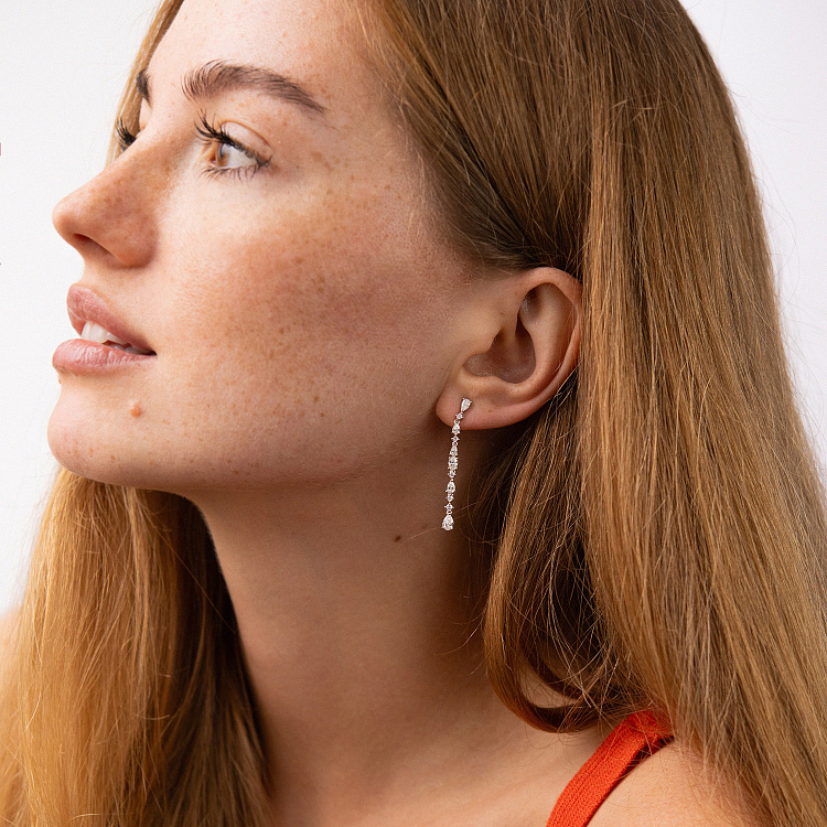 Золотые серьги - пусеты с бриллиантами сб0593nl от ювелирного магазина Оникс - 3