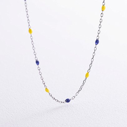 Кольє в сріблі (синя та жовта емаль) 181270