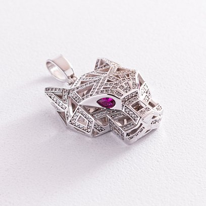 Золотая подвеска "Пантера" с фианитами п03649