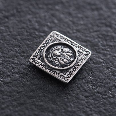 Срібний мощевик "Господь Вседержитель. Казанська ікона Божої Матері" з чорнінням 132475 №4