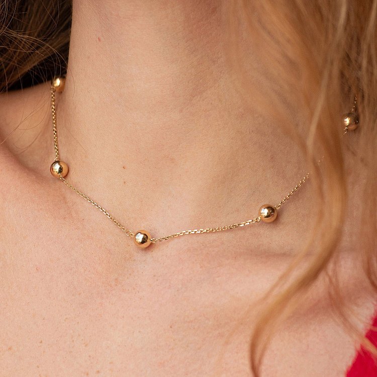 Колье 2 в 1 "Шарики" в желтом золоте кол02517 от ювелирного магазина Оникс - 3