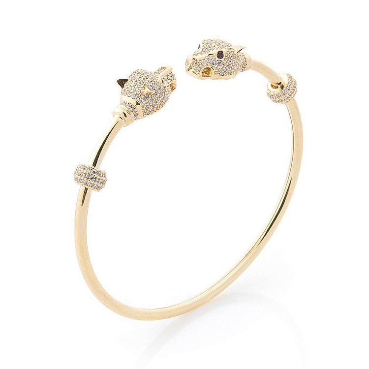 Золотий браслет "Дві пантери" (фіаніти) б03478 від ювелірного магазину Онікс