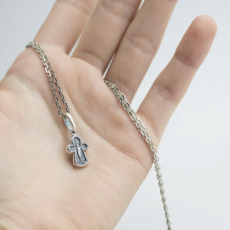 Срібний хрестик з розп'яттям (чорніння) 13661 від ювелірного магазину Онікс - 2