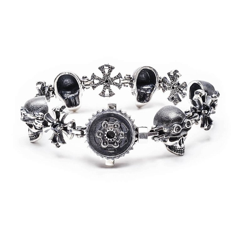 Чоловічий срібний браслет "Гонщик" з гематитом tlbiker від ювелірного магазину Онікс - 1