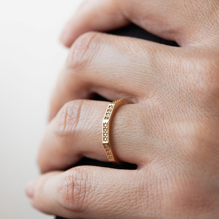 Кольцо "Далия" в желтом золоте (фианиты) к08054 от ювелирного магазина Оникс - 4