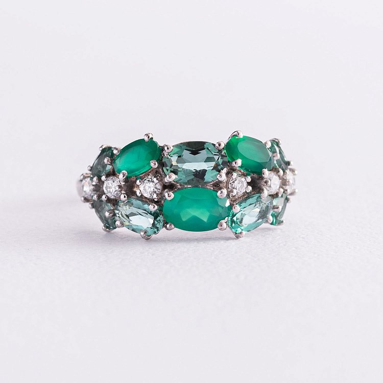 Серебряное кольцо с агатом, кварцом и фианитами 1370/1р-GRAGOG от ювелирного магазина Оникс - 3