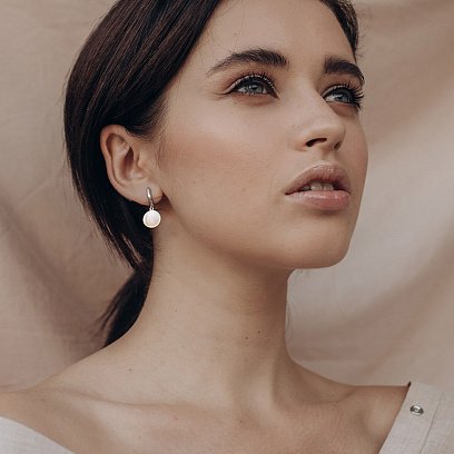 Серьги "Монетки" из белого золота с06395 №3