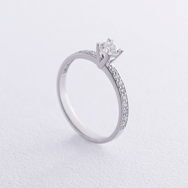 Заручальна каблучка з діамантами (біле золото) 224871121 від ювелірного магазину Онікс