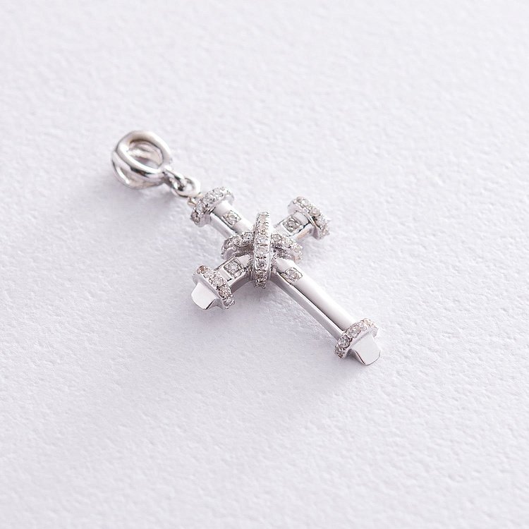 Золотий хрестик з діамантами P001127 від ювелірного магазину Онікс