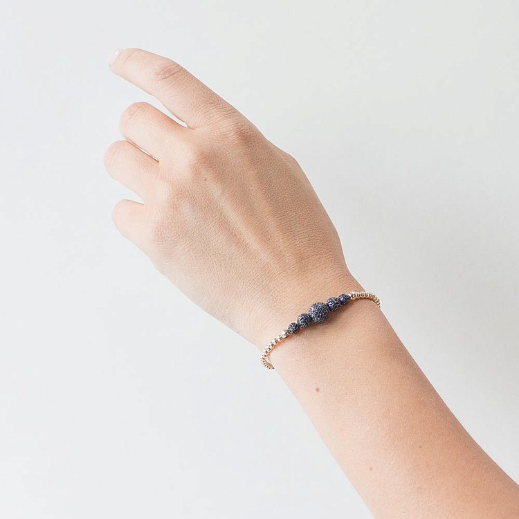 Золотой браслет "Шарики" с фианитами б02689 от ювелирного магазина Оникс - 1