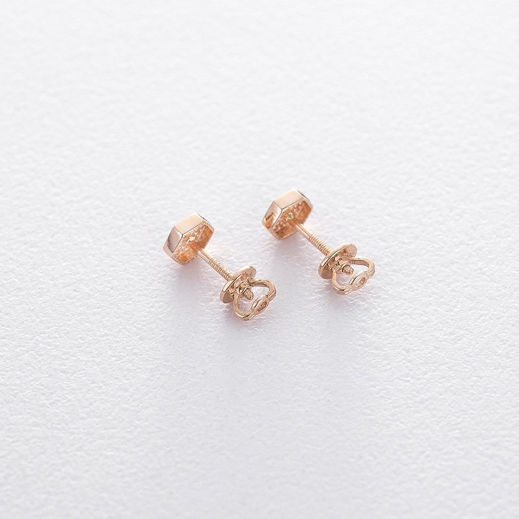 Серьги - пусеты "Шестиугольники" с красного золота с06043 от ювелирного магазина Оникс - 4