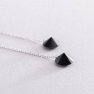 Срібні сережки з чорними камінчиками на ланцюжку 122926 от ювелирного магазина Оникс - 4