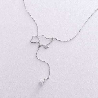 Золоте кольє - краватка "Карта України" (куб. цирконій Swarovski у формі серця) ﻿4050б №6