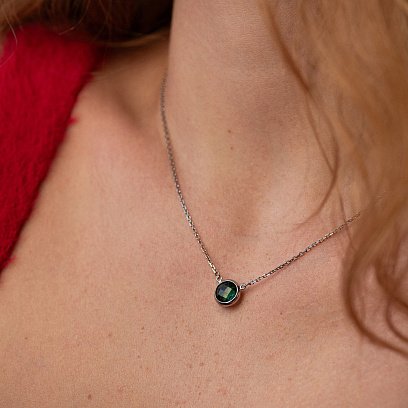Серебряное колье с синт. турмалином 18910 №4