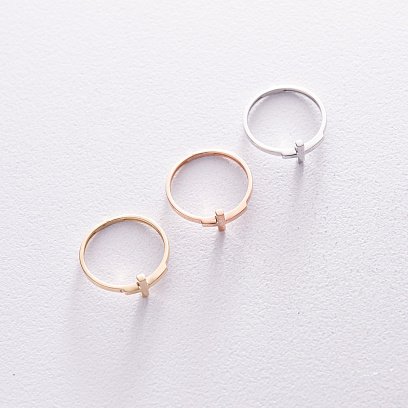 Кольцо "Крестик" в красном золоте к06984 №5