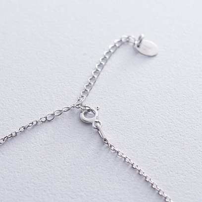 Серебряное колье Сердечки с фианитами 18876 №4