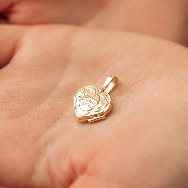 Подвеска для фото "Сердечко" в желтом золоте п02969 от ювелирного магазина Оникс - 2